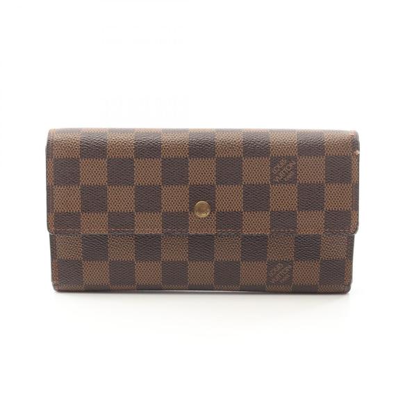 Louis Vuitton Porte Tresor Tri Long Wallet Leather Brown - Picture 1 of 7